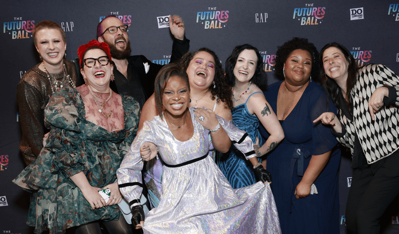 DoSomething team members pose for a fun photo at the Futures Ball 2023