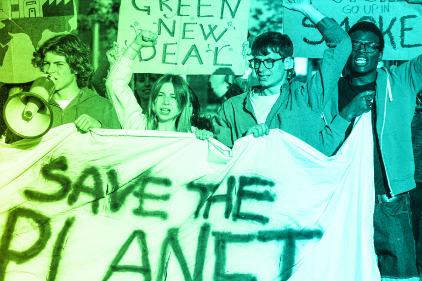Young people protesting to "Save the planet"