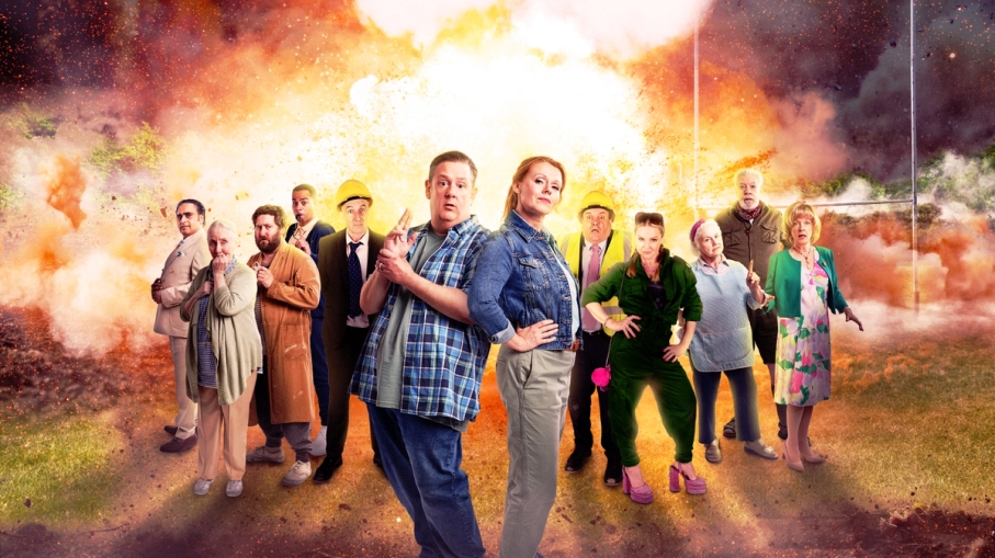 (L-R) Sanjeev Bhaskar, Gemma Jones, Jim Howick, Ben Bailey Smith, Simon Day, Johnny Vegas, Sian Gibson, Shaun Williamson, Sarah Hadland, Annette Badland, Matthew Kelly and Charlie Hardwick