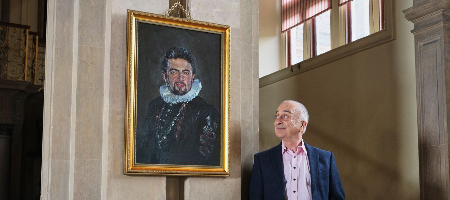 Tony Robinson, who played Baldrick in the TV show, unveiled the new painting at English Heritage's Audley End House - a historic Jacobean mansion in Essex