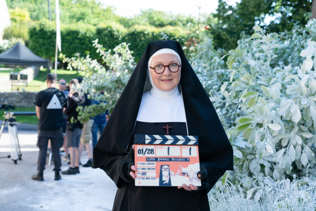 Lorna Watson on set of Sister Boniface Mysteries S4