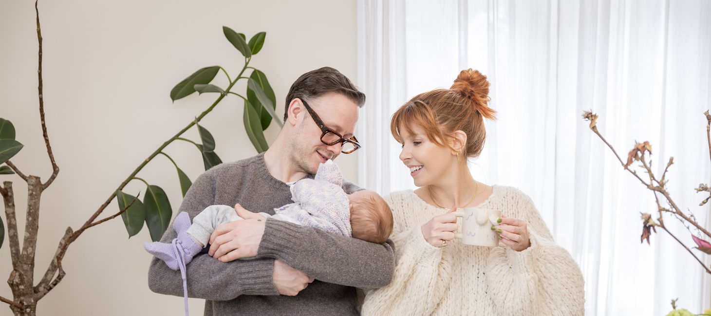 (L-R) Kevin Clifton and Stacey Dooley with daughter Minnie