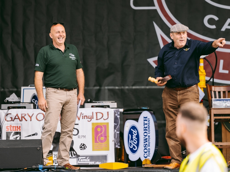 Dave and Derek Mathewson conducting the auction on stage at Bangers & Cash Live in August 2024