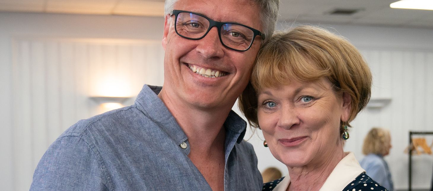 (L-R) writer Robert Thorogood and Samantha Bond
