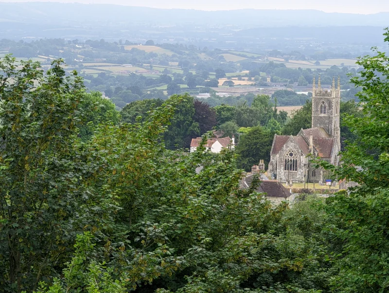 View over St Peter's Church and the Blackmore Vale from Castle Hill, Shaftesbury