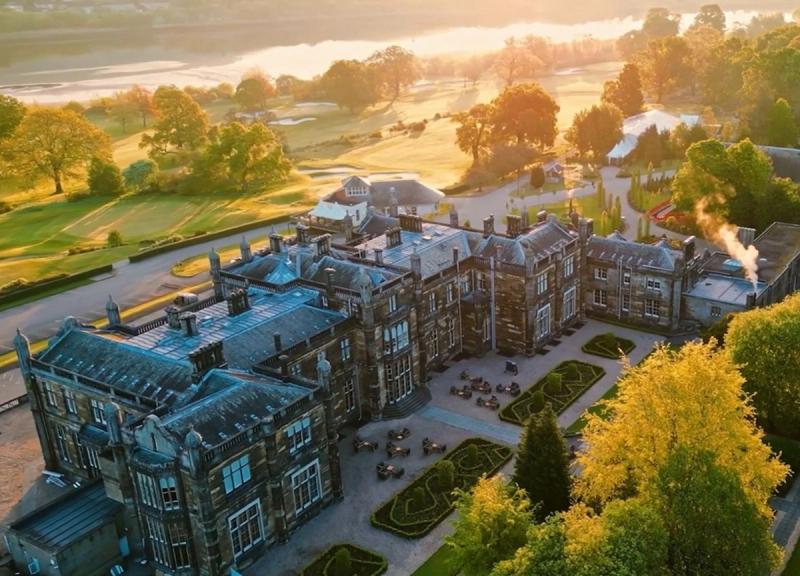 Aerial view of JA Marhall's country house and grounds