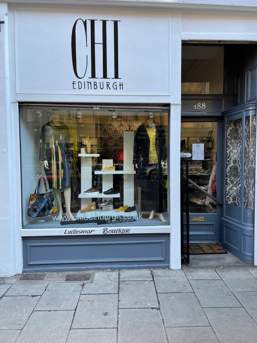 Window display of an independent clothing boutique