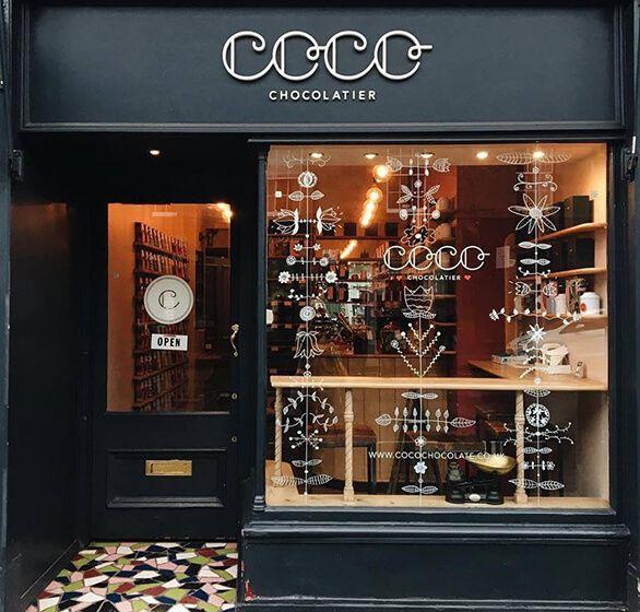 Coco Chocolatier's dark shopfront