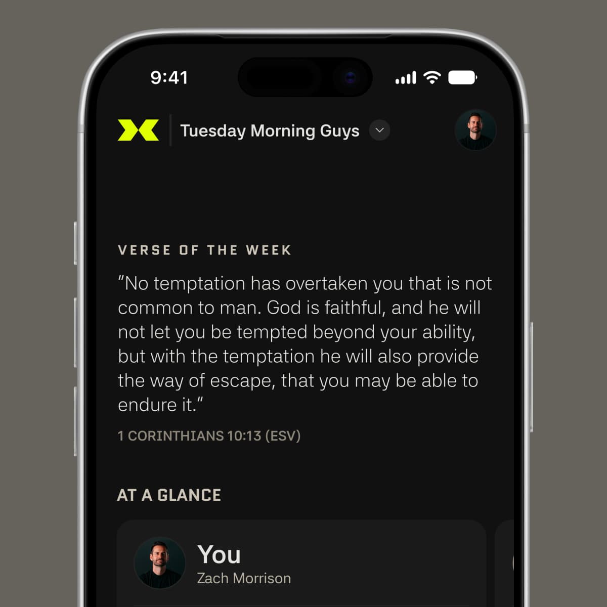 IRON X IRON Verse of the Week displayed on a mobile phone
