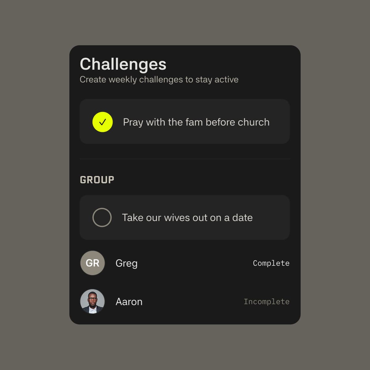 IRON X IRON Weekly Challenges Card