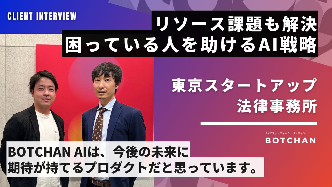 人的リソースやコスト課題も解決！困っている人に手を差し伸べる「BOTCHAN AI」 