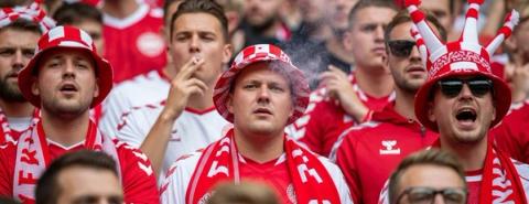 Danish football fans smoking