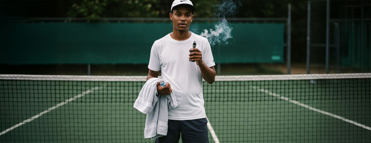Tennis playing vaper