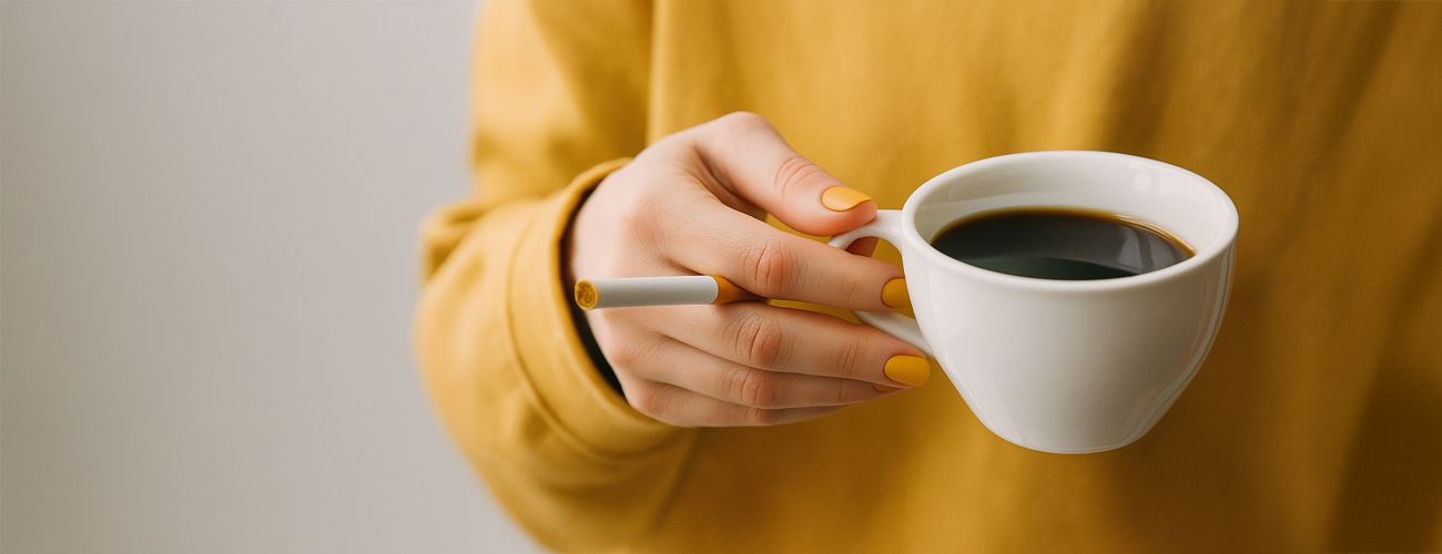 Lady smoking with coffee