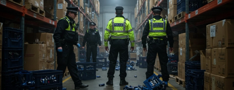British Police raid a warehouse