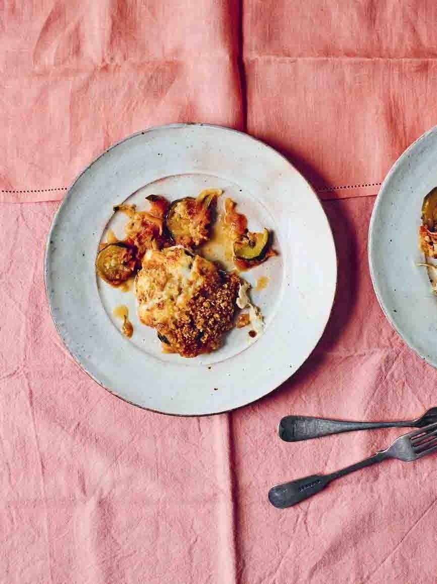 Bread Crumbs Zucchini Tomato Onion Mozzarella Casserole