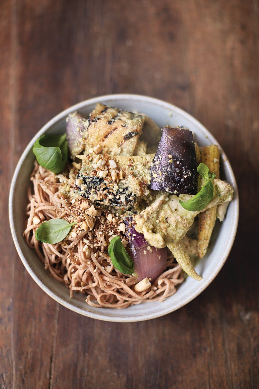 Thai green chicken curry with noodles