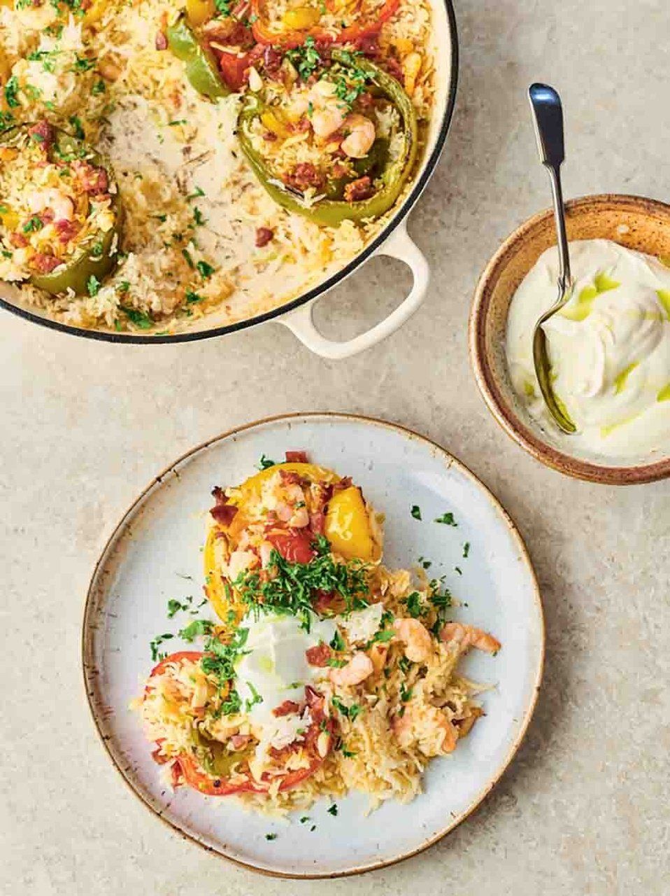 Chorizo, pepper & prawn bake | Jamie Oliver recipes