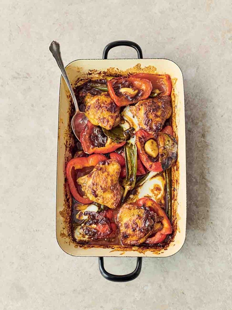 Pepper & chicken jalfrezi traybake | Jamie Oliver recipes