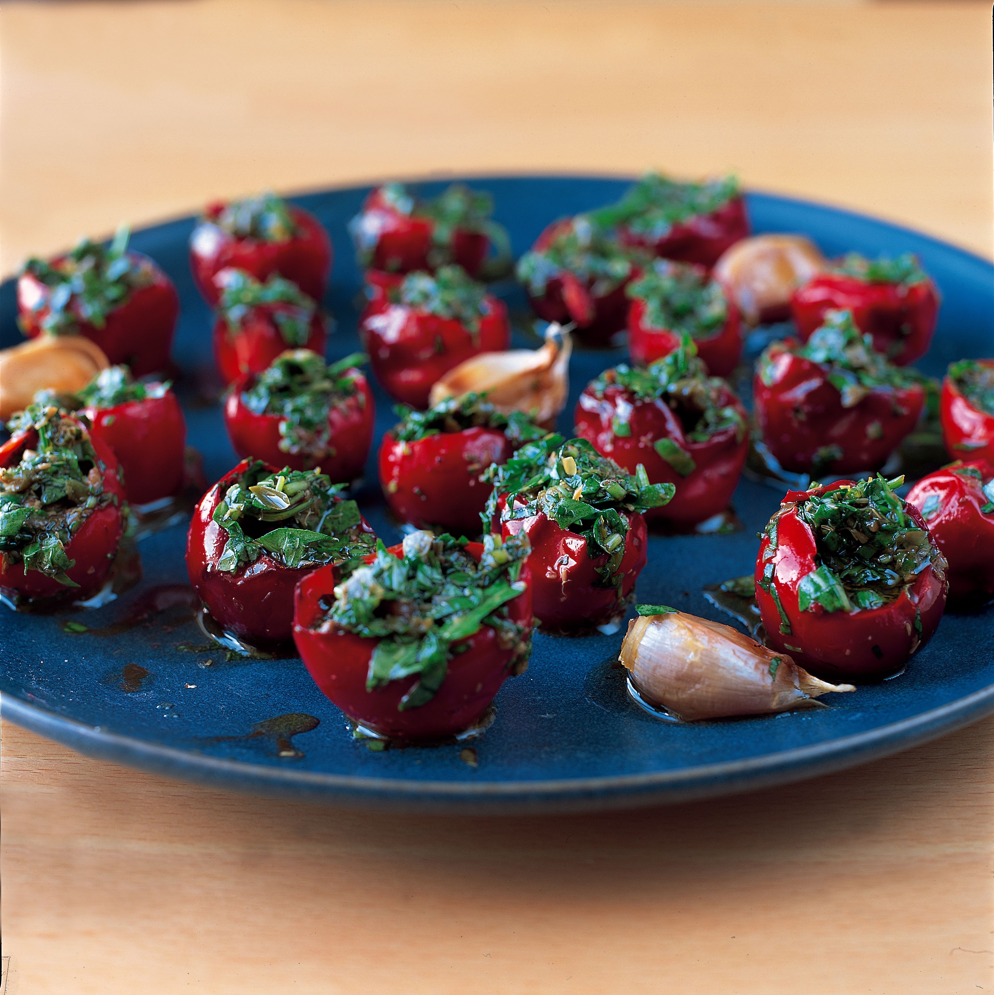 Slow-cooked & stuffed baby bell chilli peppers