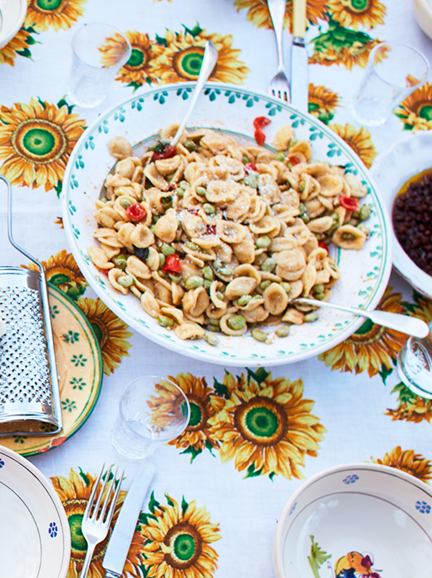Tomato & broad bean orecchiette