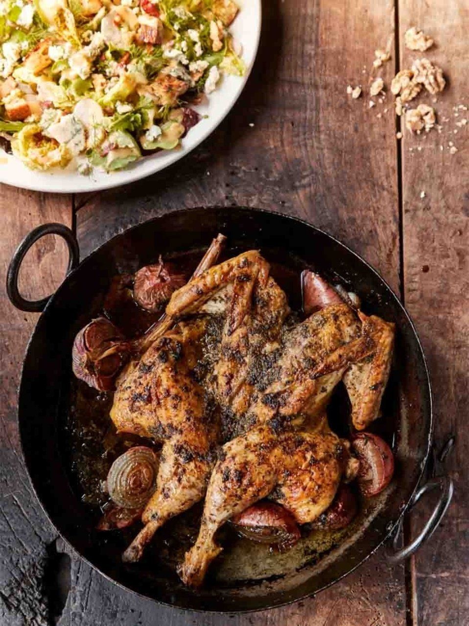 Roast chicken springtime salad Jamie Oliver recipes