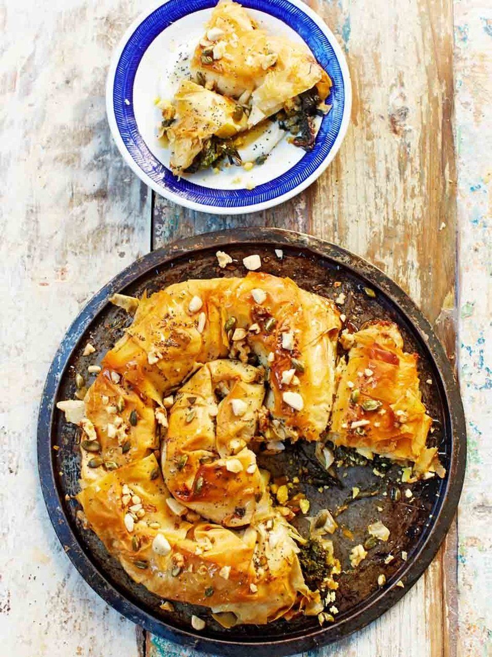 Mixed greens filo pie | Jamie Oliver recipes