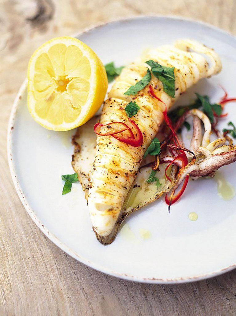 Chargrilled whole squid | Seafood recipes | Jamie Oliver recipes