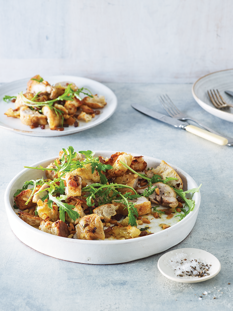 Roast chicken and crispy bread salad | Chicken thighs recipes | Jamie magazine