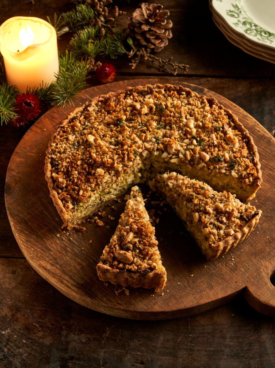 Chestnut Brussels sprouts pie