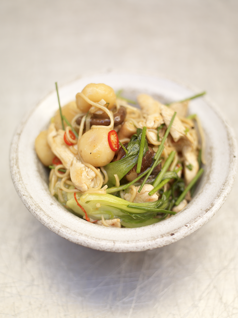 Chicken chow mein with bok choi and water chestnuts | Jamie Oliver noodle recipes
