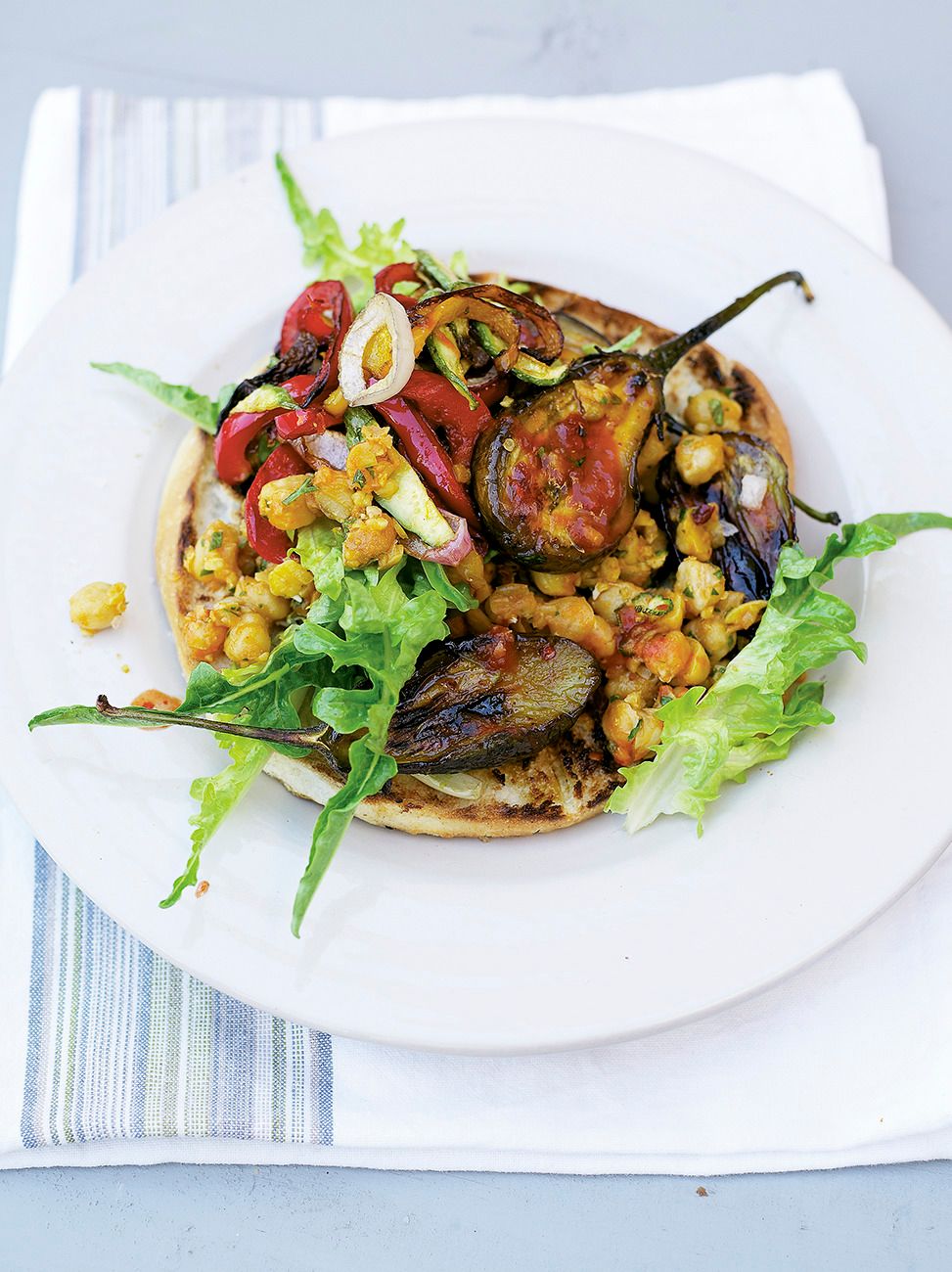 Spicy grilled vegetable rolls & chickpea salad | Vegetables recipes | Jamie magazine recipes