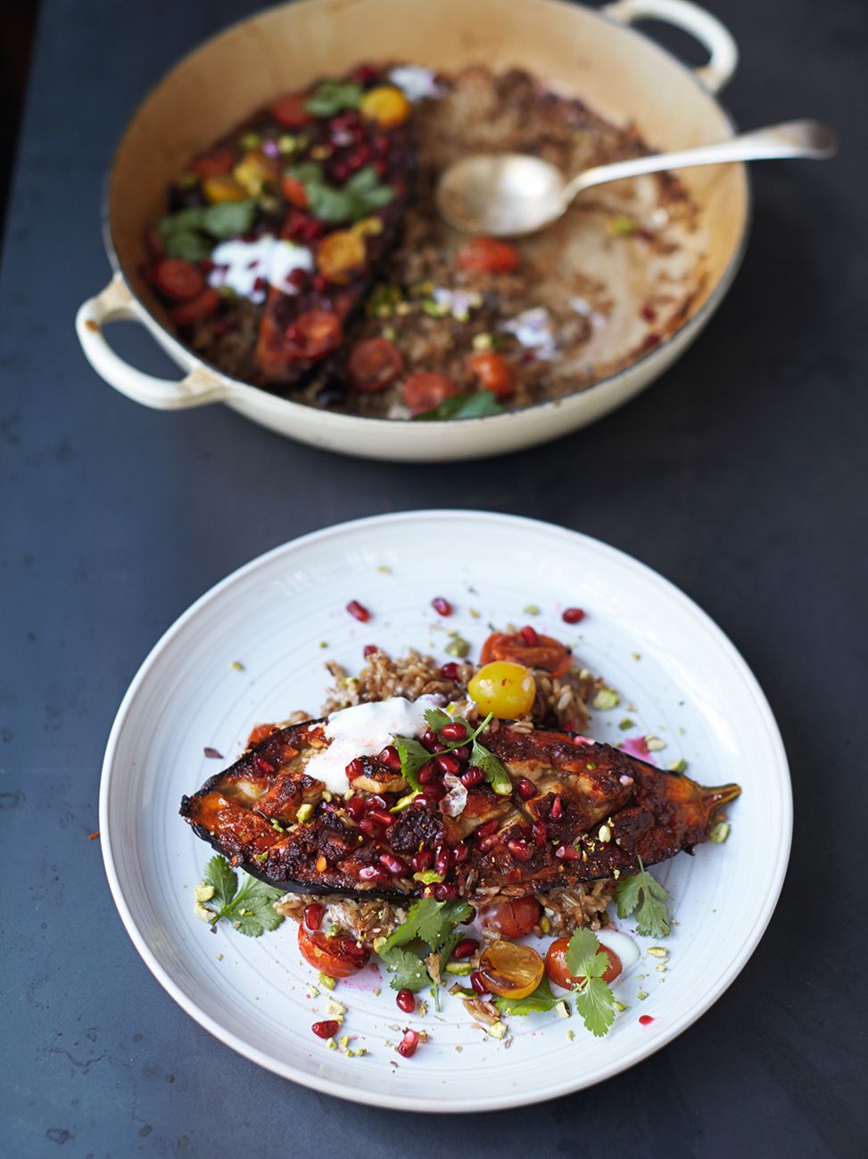 Harissa roasted aubergine