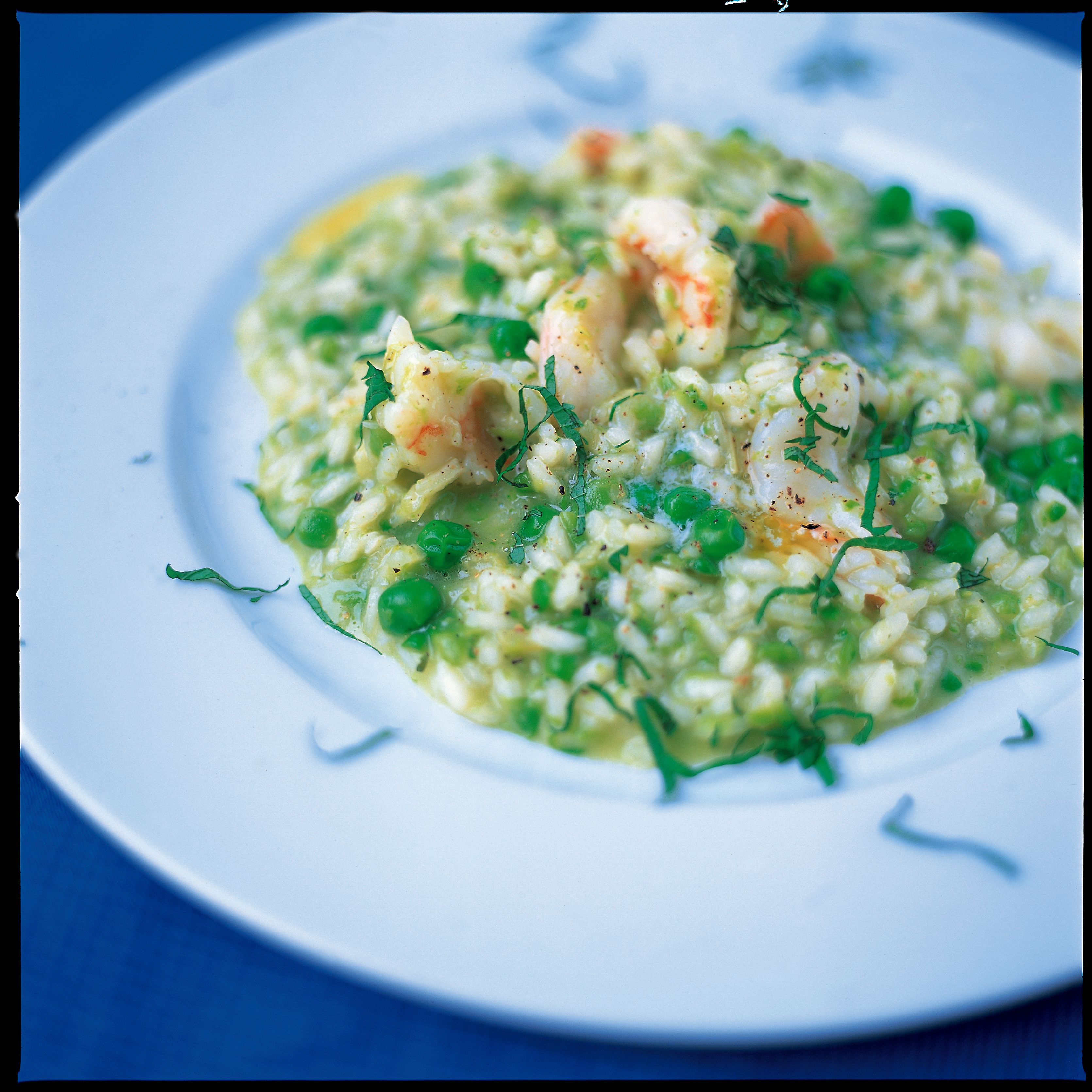 Pawn Risotto Prawn and pea risotto with basil and mint