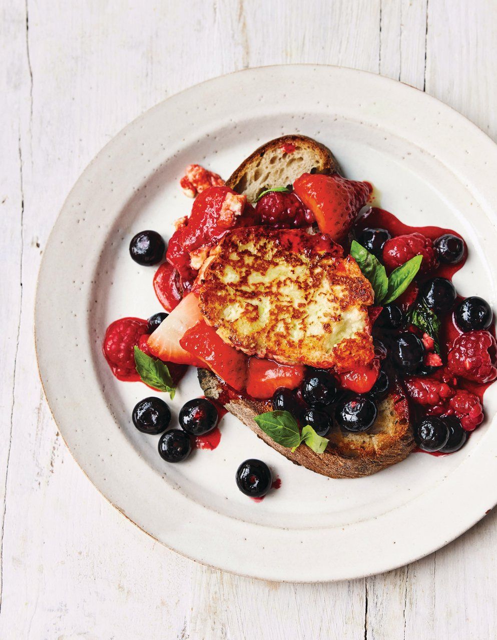 Golden cheese & jammy berries