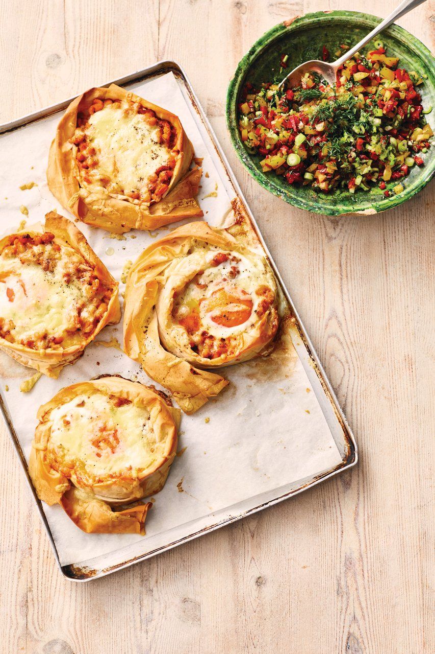 Easy egg bean filo twists Jamie Oliver recipes