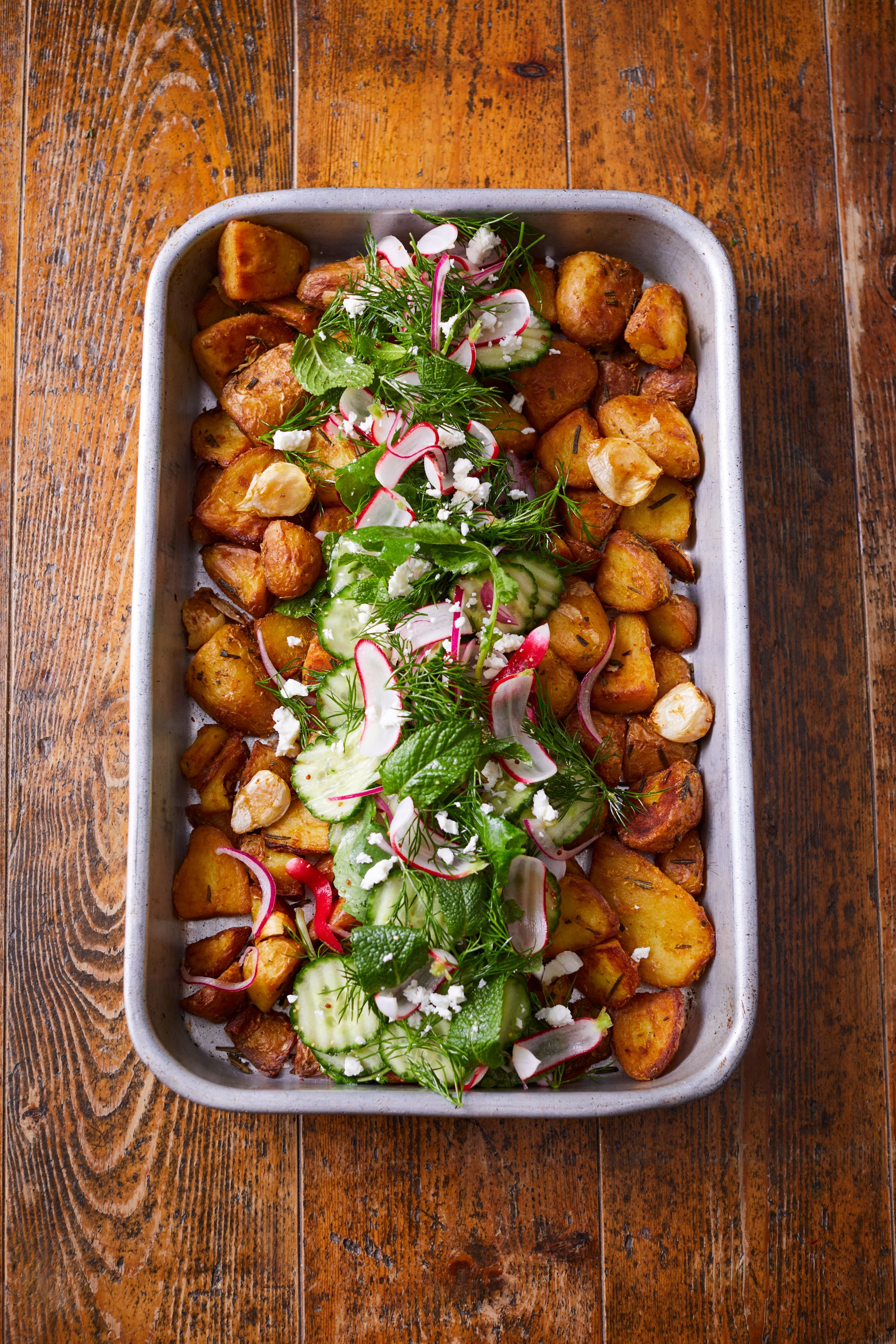 Crispy potato salad with pickles