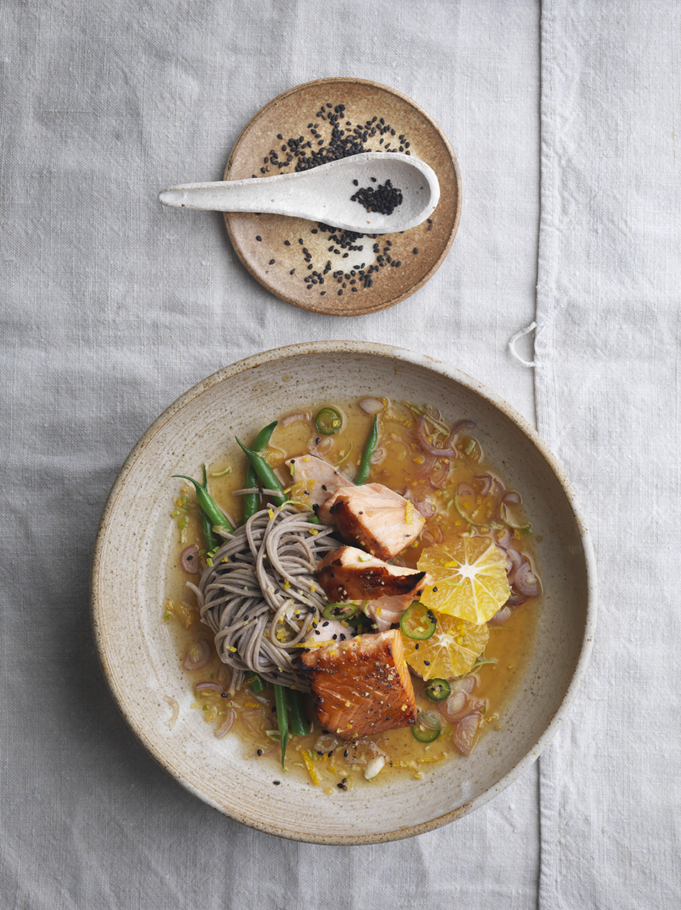 Salmon soba with ginger citrus dressing | Salmon recipes | Jamie magazine recipes