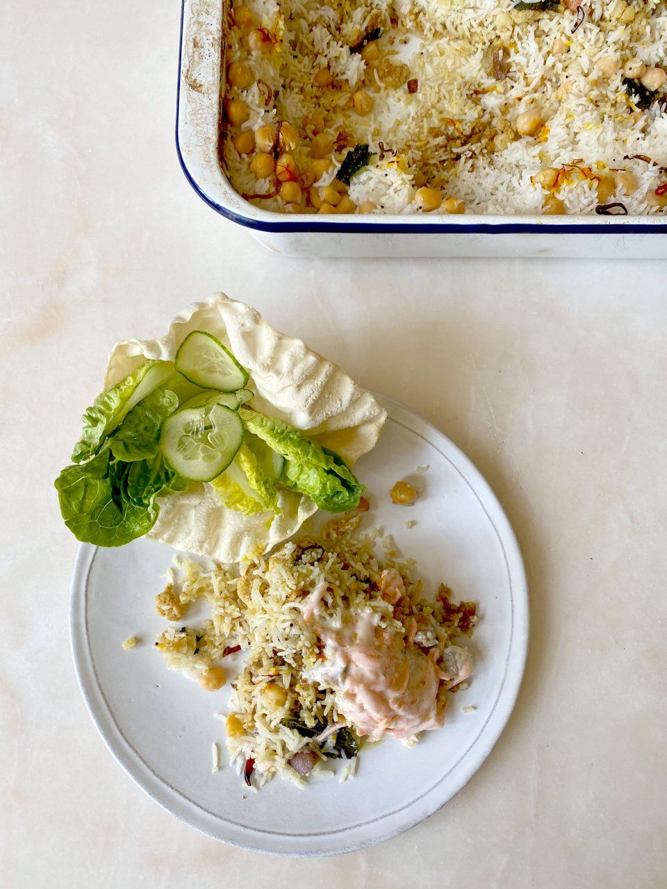 Leftover lamb biryani