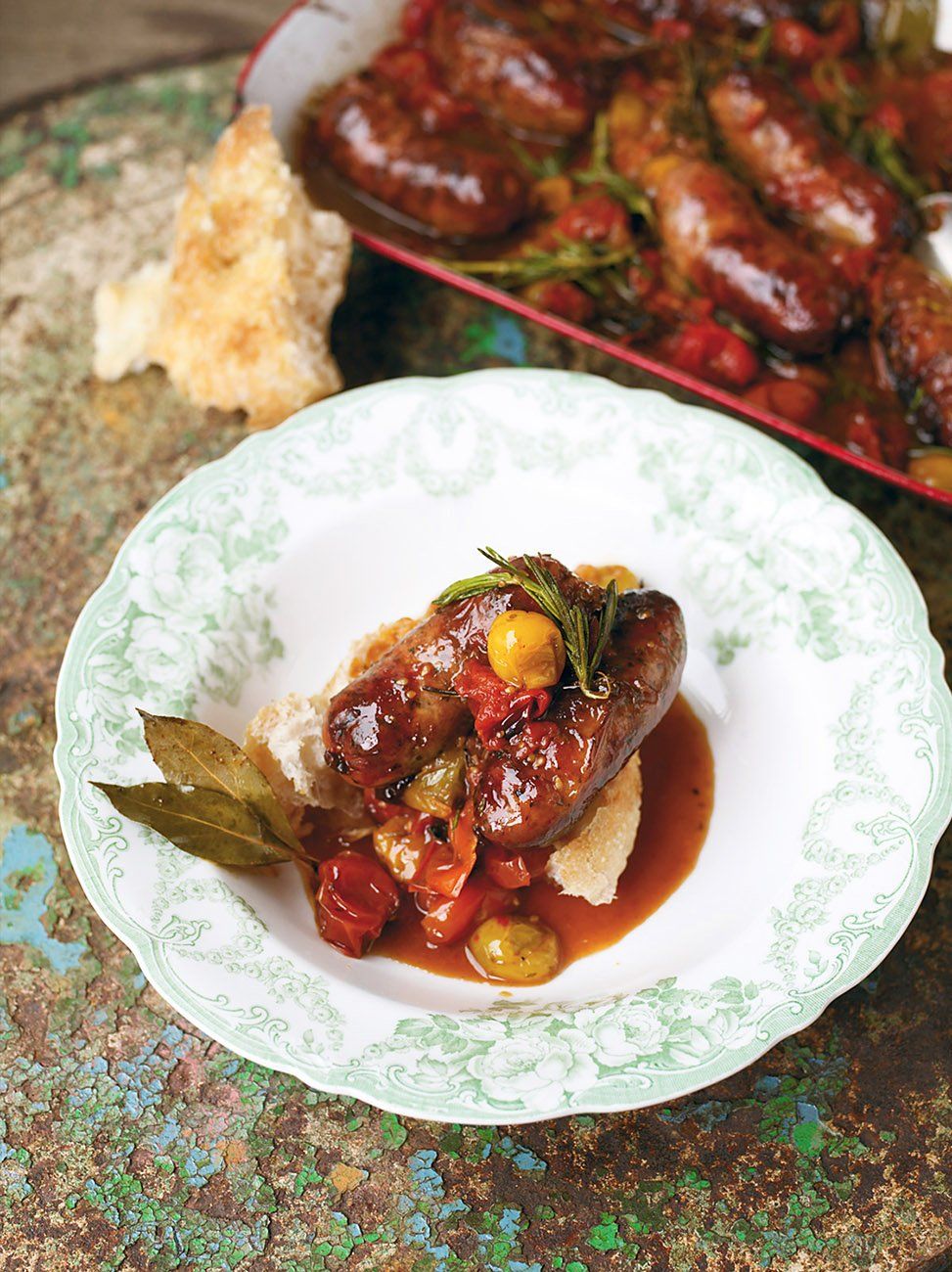 Sweet cherry tomato and sausage bake