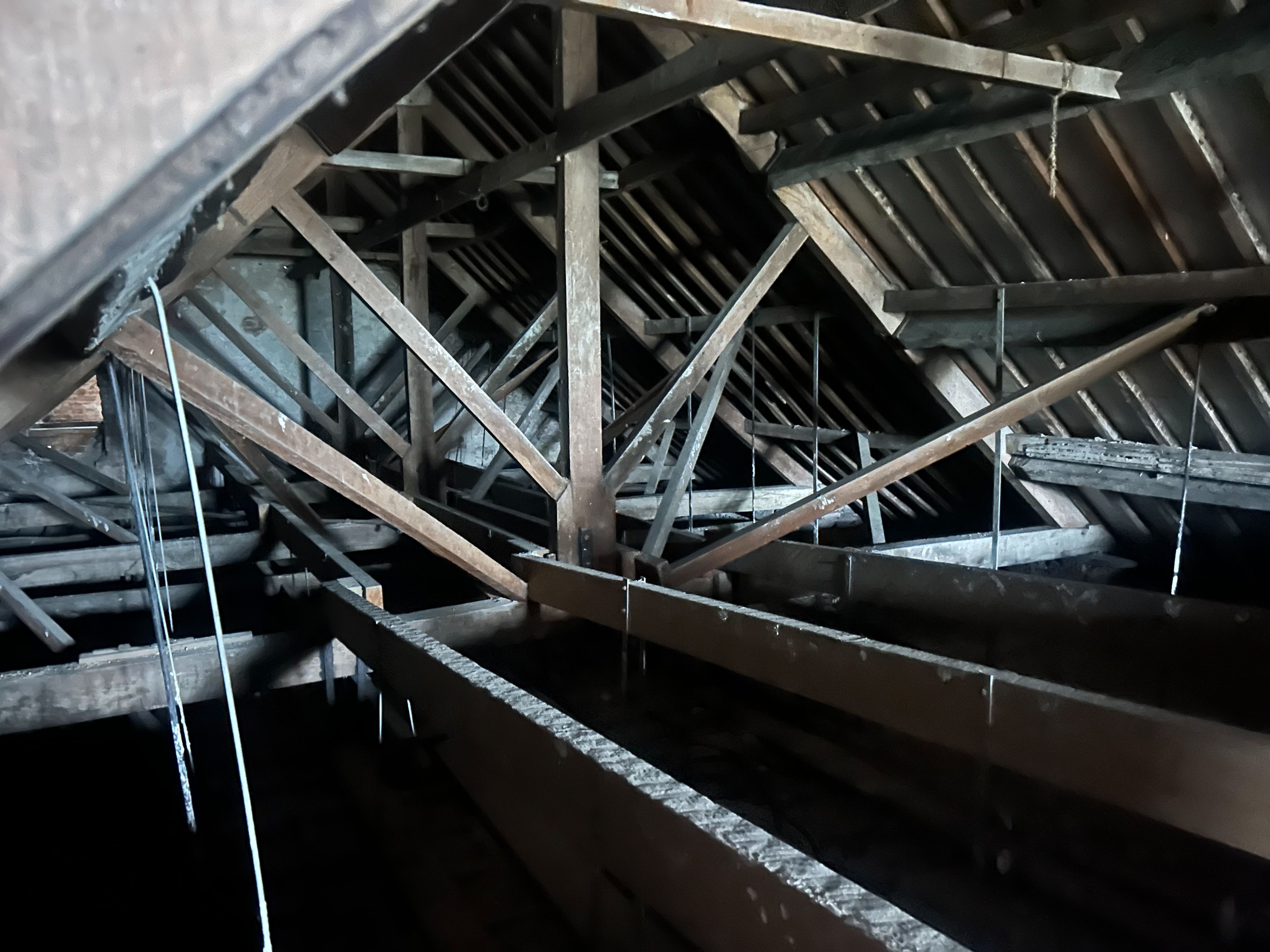 inside a historic roof structure - king post