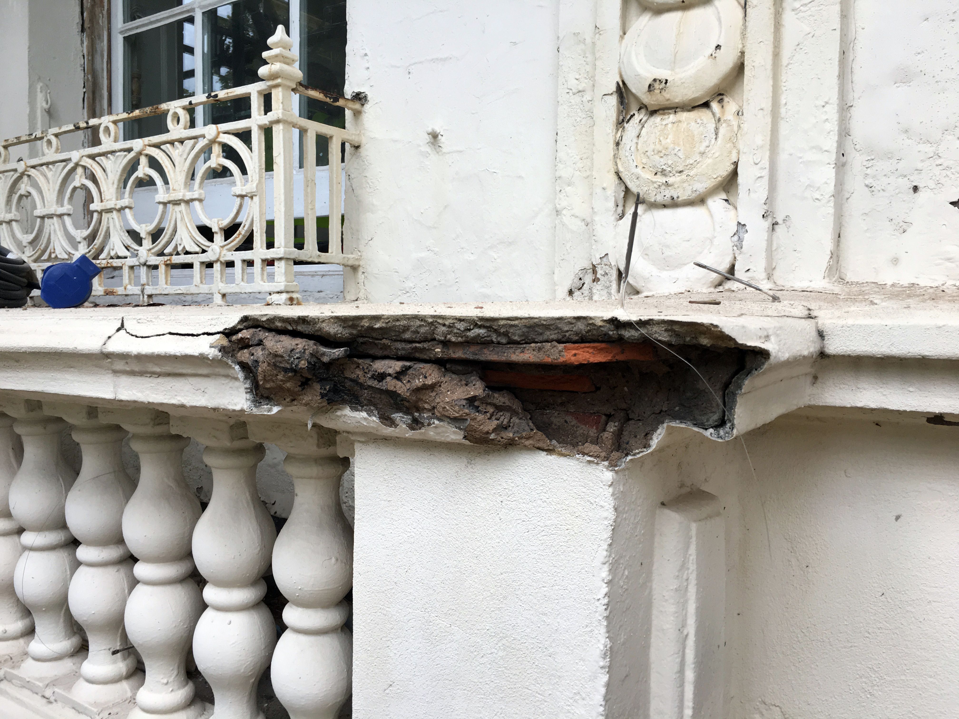 broken cornice from a historic building facade