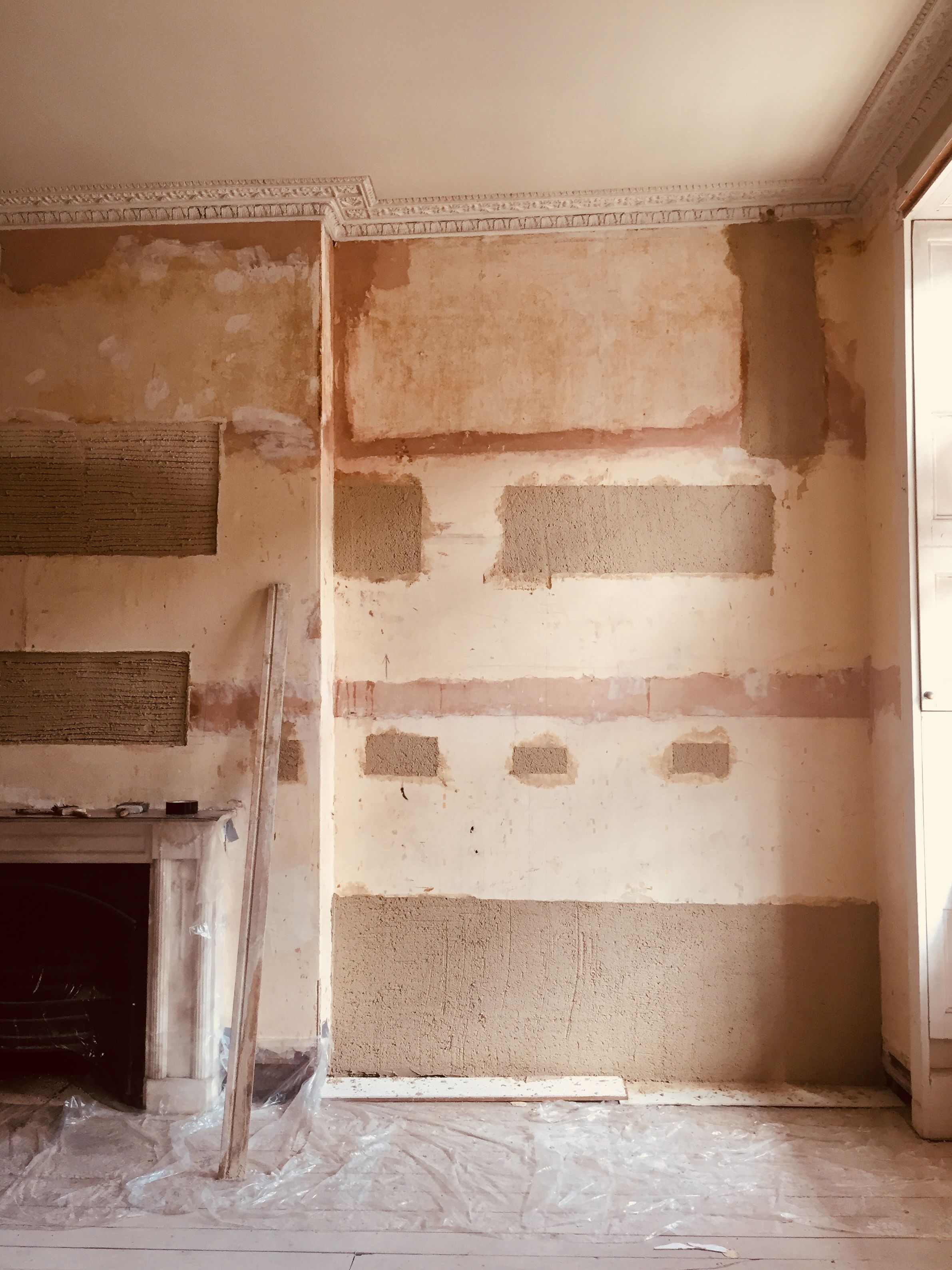 plaster samples on a georgian wall