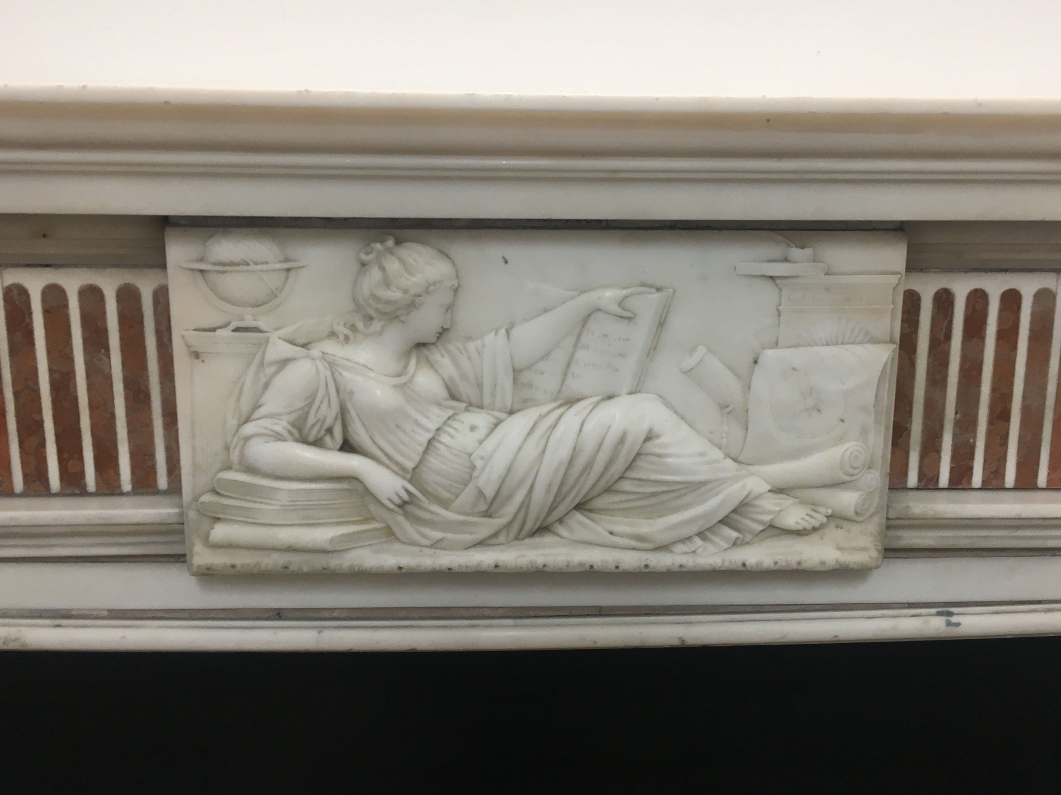 lady of learning - from a mantel - marble carving