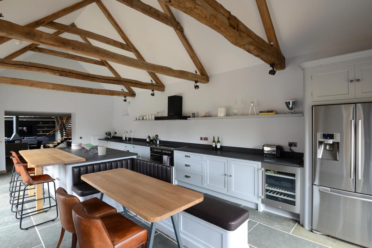 Painted kitchen with seating