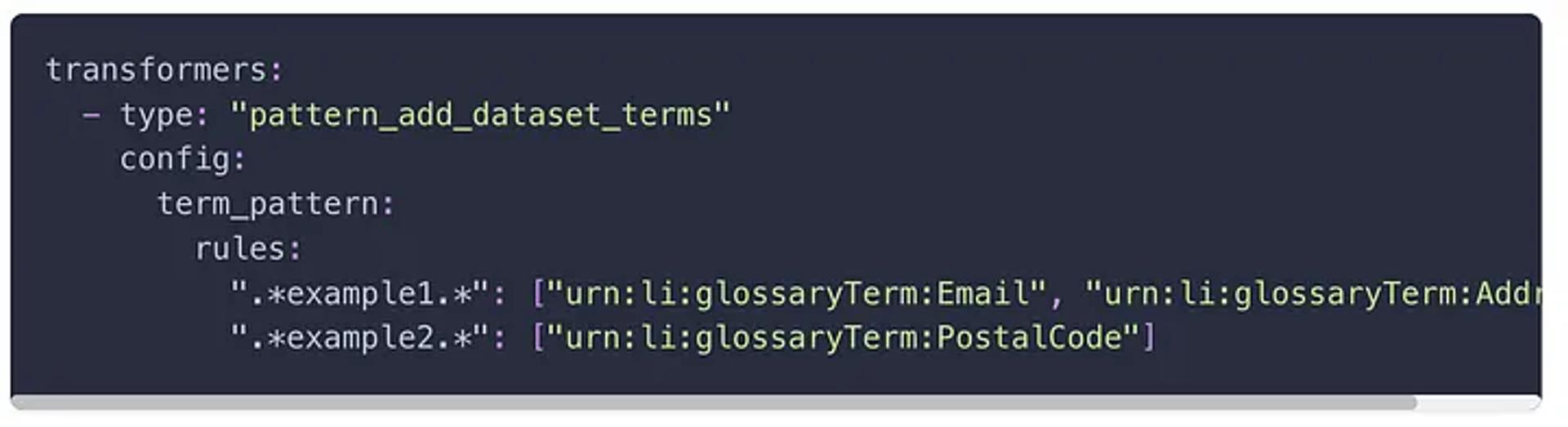 Specify Regex patterns to determine which glossary terms to add