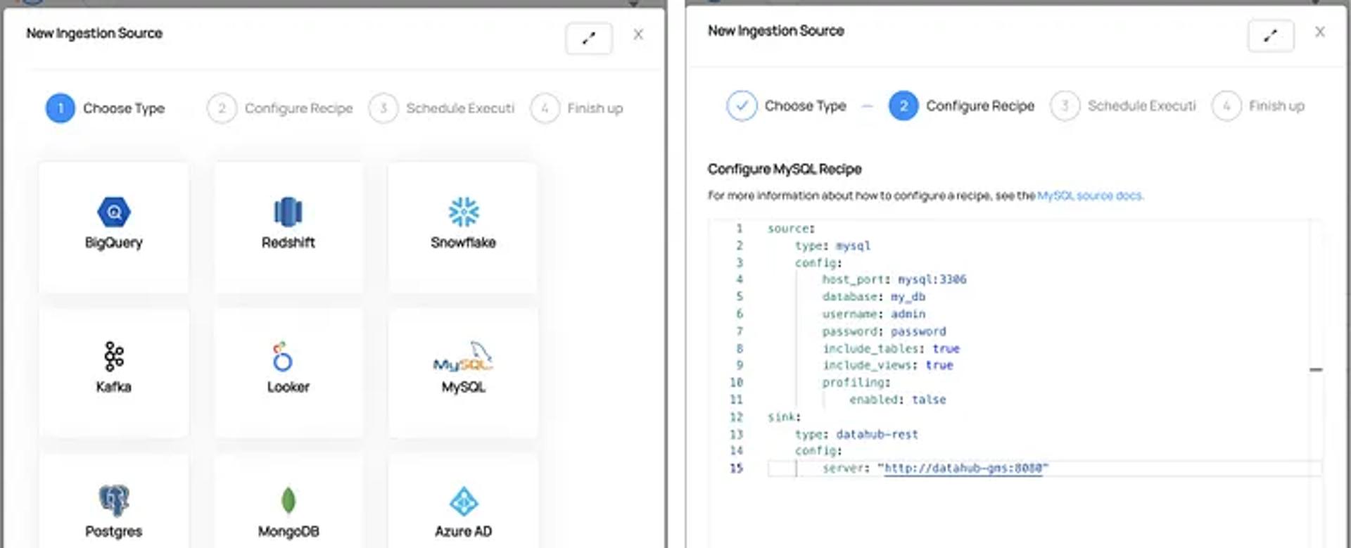 Choose an Ingestion Type and Configure connection details