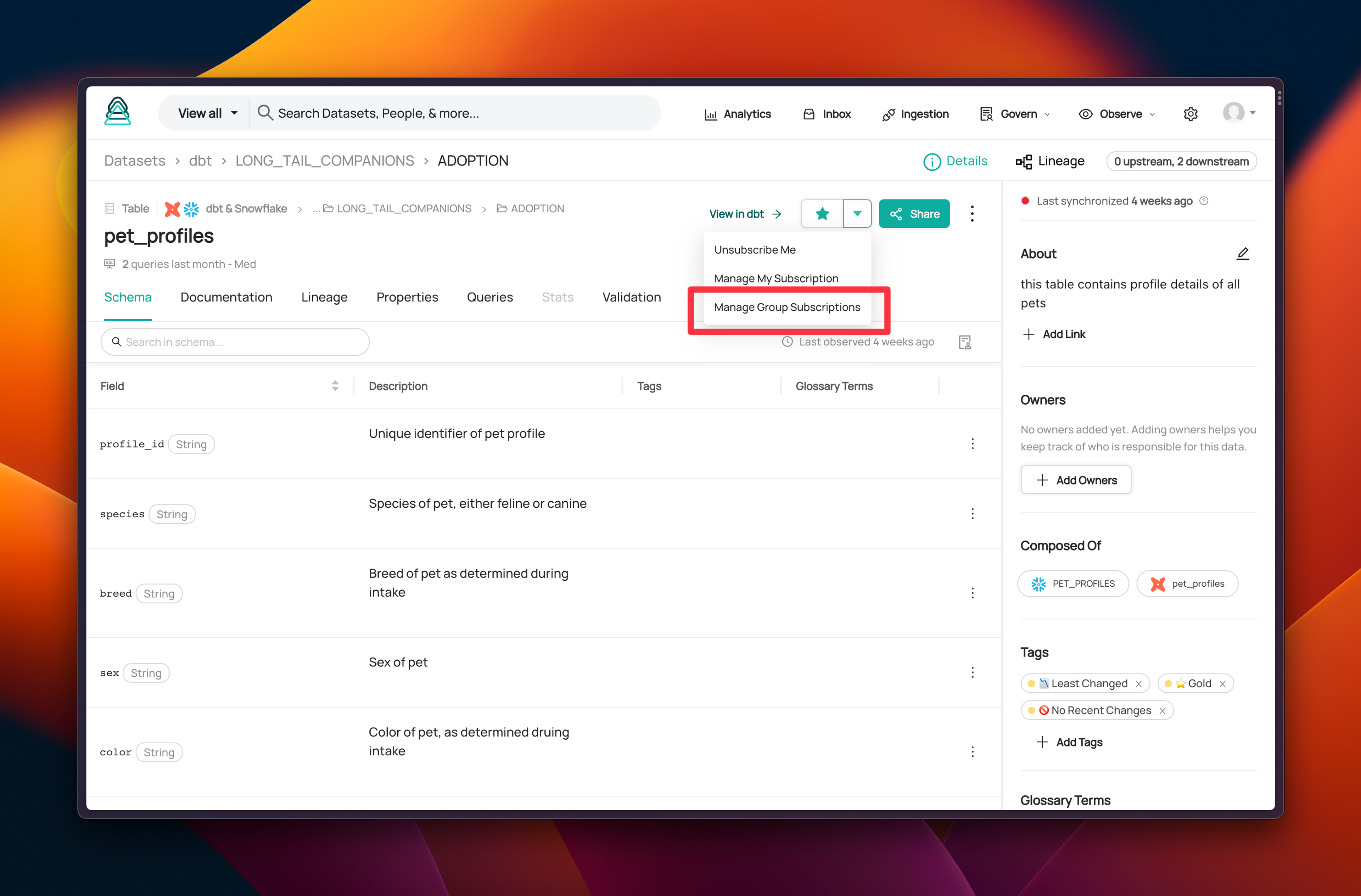 Subscription and Notifications - Manage Group Subscriptions