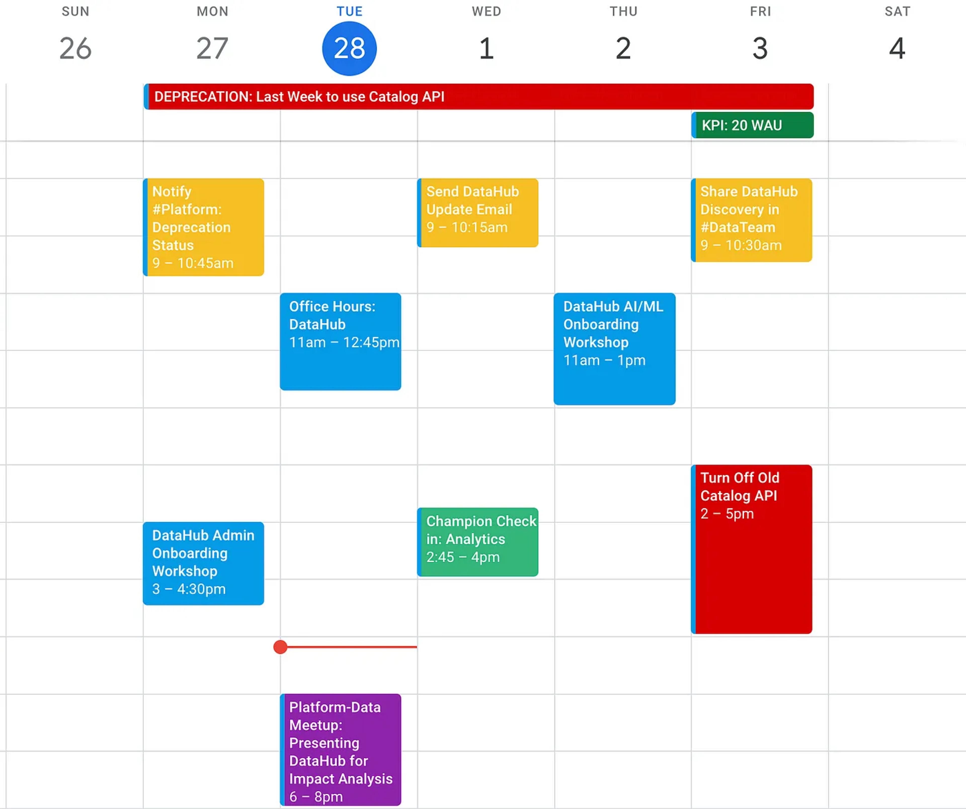 A sample week in our proposed onboarding program.