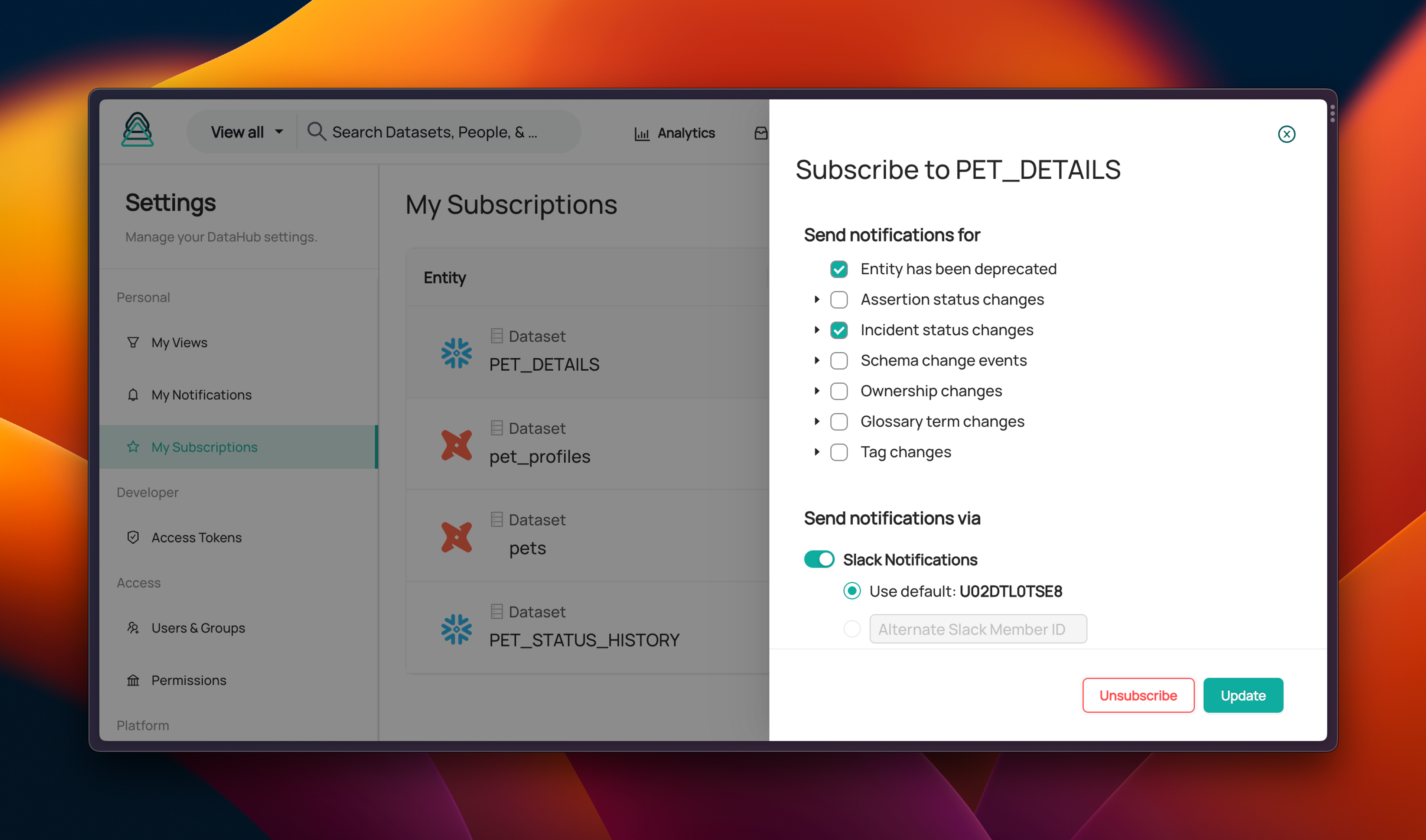 Subscription and Notifications - User Subscriptions